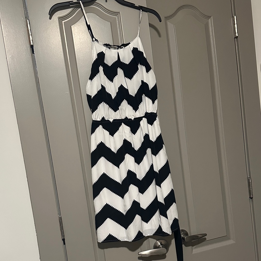 Pink Owl Black and White Dress